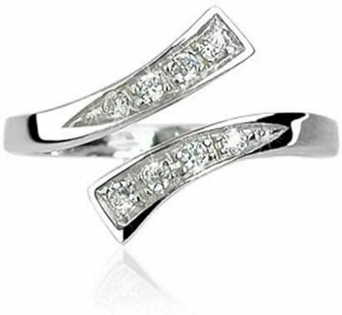 0.10 Ct Round Cut Simulated Diamond Bypass Adjustable Toe Ring 14K White Gold Plated 925 Silver