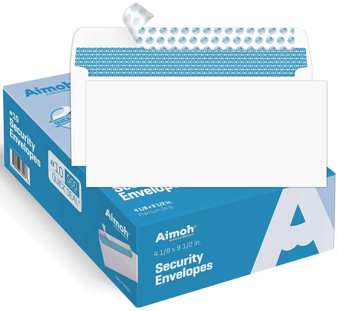 #10 Security Self-Seal Envelopes, Windowless Design, Premium Security Tint Pattern, Ultra Strong Quick-Seal Closure – EnveGuard – Size 4-1/8 x 9-1/2 Inches – White – 24 LB – 500 Count (34010)