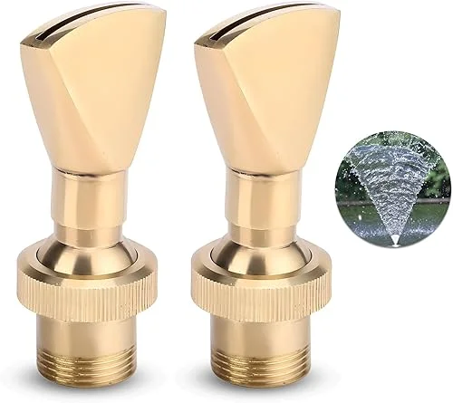 2 Pack 1/2′ DN15 Female and 3/4′ DN20 Male Brass Fountain Nozzle Fan-shaped Water Fountain Nozzle Sprinkler Spray Head Male & Female Thread for Garden Pond Bring Beautiful Visual Effects