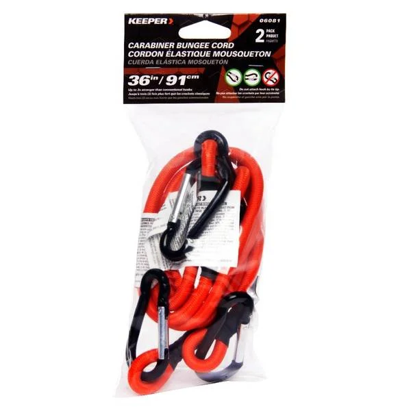 2-Pack 36″ Mini Carabiner Bungee Cord