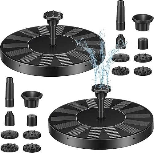 2 Packs Solar Bird Bath Fountain Pump Solar Fountain with 6 Nozzle Solar Powered Bird Bath Floating Solar Fountain Panel Bird Bath Fountain Solar Water Fountain for Garden Fish Tank Pool (6.3 Inch)