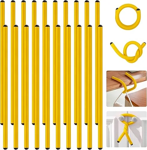 20 Pcs 17 Inch EVA Foam Twist Rubber Ties Reusable Bendable Cable Tie Straps Flexible Heavy Duty Twisty Ties for Organizing Cords Bundling (Yellow)