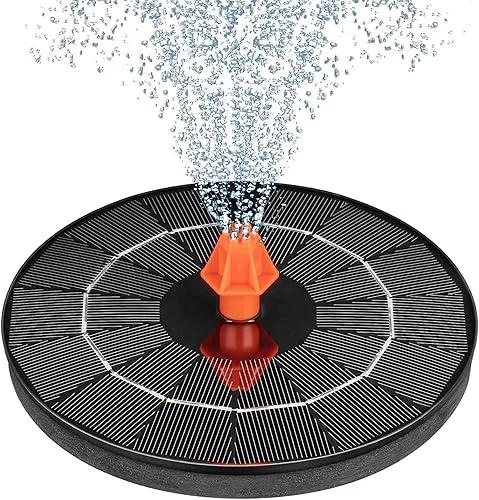 3.5W Solar Fountain, Upgrade Solar Water Fountain Pump Outdoor,Solar Bird Bath Fountains with 4 Fixed Rods & 8 Orange Nozzles for Bird Bath, Garden, Pond, Pool
