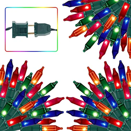 3 Sets Christmas Lights, 150 Count 33 FT Each Mini String Lights, Green Wire Fairy Lights, 120V UL Certified Connectable Xmas Tree Lights for Holiday Winter Patio Party Outdoor Decoration, Multicolor