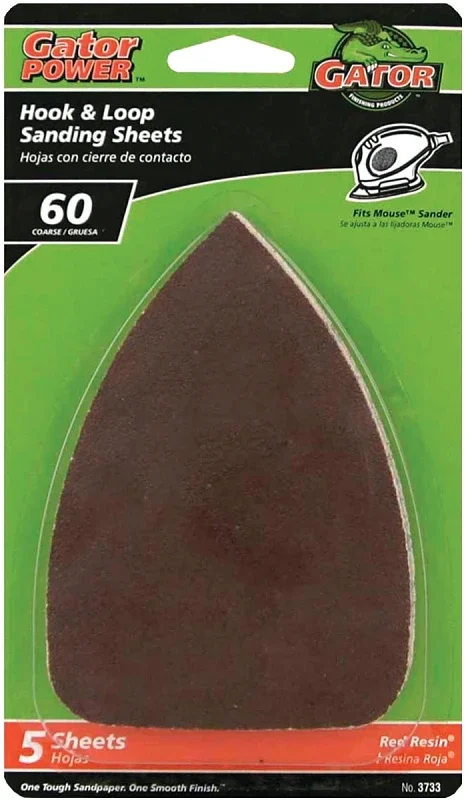 3733 Sanding Sheet, 3-1/2 In W, 5 In L, 60 Grit, Coarse, Aluminum Oxide Abrasive, Paper Backing
