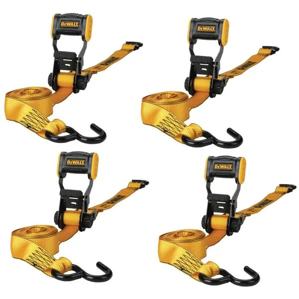 4-Pack 1.25″ X 12′ X 1,800lb Ratchet Straps