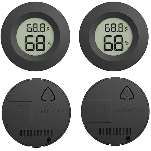 4 Pack Mini Digital Hygrometer Gauge Indoor Thermometer,Humidity Gauge LCD Monitor Temperature Outdoor Humidity Meter for Greenhouse Jars Incubators Guitar Case (4)