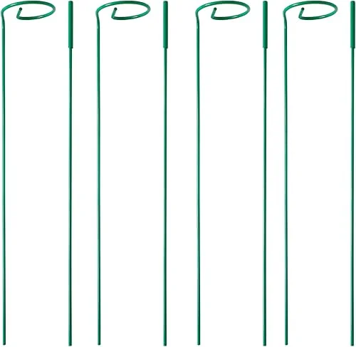 4 Pack Plant Stakes,Plant Support Stakes for Two Sizes(16 or 32 Inches),Plant Stakes for Outdoor Plants,Garden Flower,Tomato(Green)