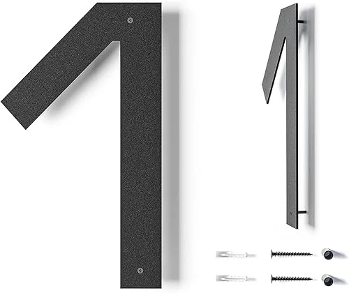 6 Inch Modern Floating House Numbers | Large Metal House Numbers for Outdoors | Black Coated Rust-Proof Home Address Numbers