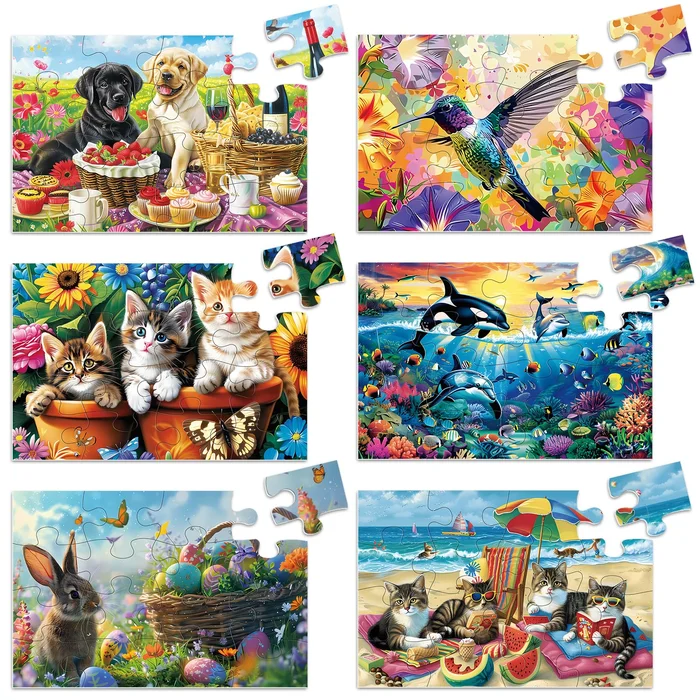 6 Pack 16 Piece Dementia Puzzles for Elderly Large Piece Puzzles Alzheimers Dementia Products and Activities for Seniors Puzzles Easy Cognitive Games Gift for Seniors Elderly Adults in Nursing Home