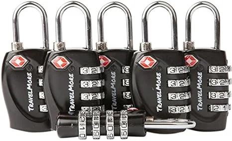 6 Pack TSA Approved Luggage Locks for Travel Safety, Small 4 Digit Combination Padlocks for Suitcases, Lockers & Bags