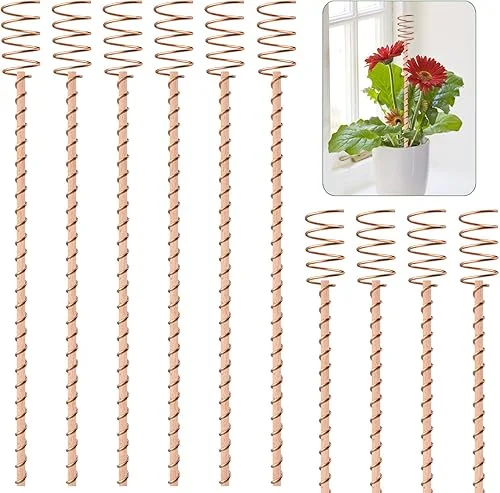 8 Pack 13.5′ Electroculture Plant Stakes, Long Copper Garden Stakes, Electroculture Copper Coil Antennas for Growing Garden, High-Yield, Eco-Friendly
