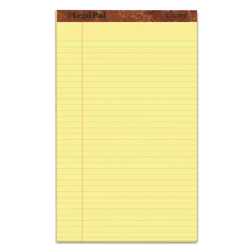 “the Legal Pad” Plus Ruled Perforated Pads With 40 Pt. Back, Wide/legal Rule, 50 Canary-yellow 8.5 X 14 Sheets, Dozen