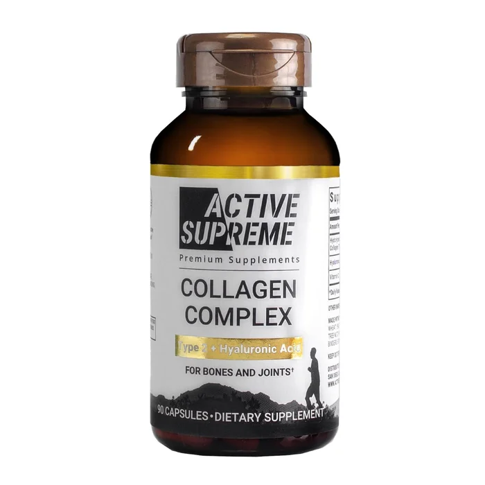 Active Supreme Collagen Pills Type 2 for Healthier Joints – Grass Fed Beef Collagen Hydrolyzed Type 2 Capsules with Vitamin C and Hyaluronic Acid