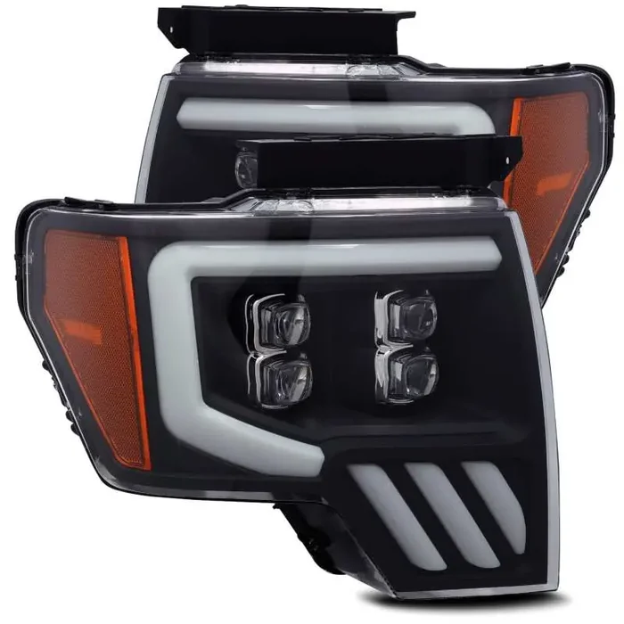 AlphaRex 09-14 Ford F-150 NOVA LED Proj Headlights Plank Style Matte Black w /Activ Light /Seq Signal