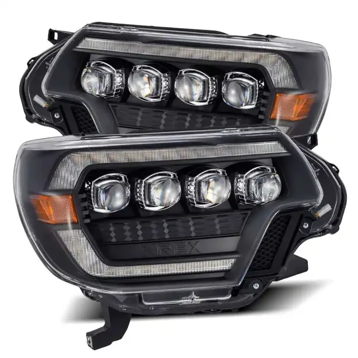 AlphaRex 12-15 Toyota Tacoma NOVA LED Proj Headlights Plank Style Black w /Activ Light /Seq Signal /DRL