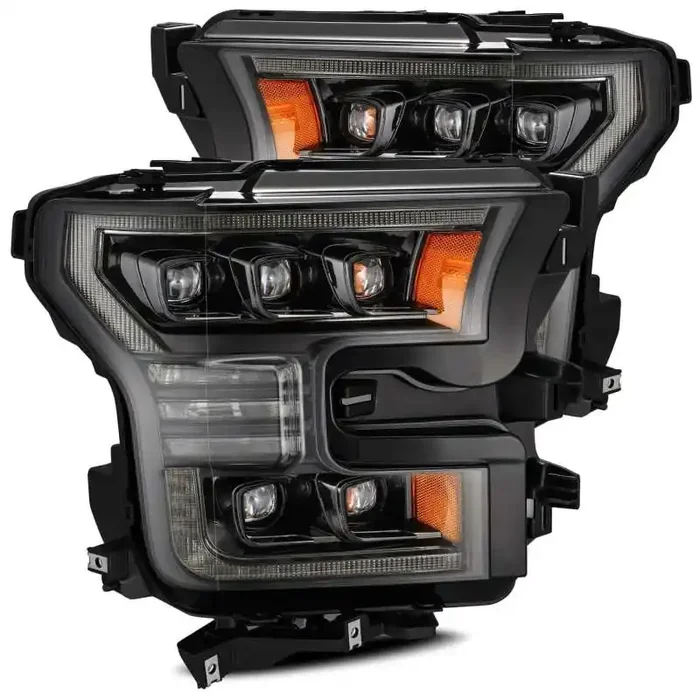 AlphaRex 17-20 Ford Raptor NOVA LED Proj Headlights Plank Style Alpha Black w /Activ Light /Seq Signal