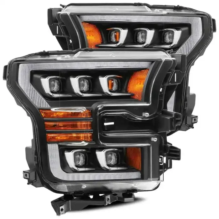 AlphaRex 17-20 Ford Raptor NOVA LED Proj Headlights Plank Style Matte Black w /Activ Light /Seq Signal
