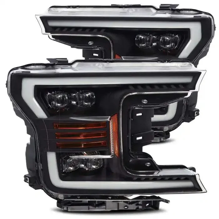AlphaRex 18-19 Ford F-150 NOVA LED Proj Headlights Plank Style Matte Black w /Activ Light /Seq Signal