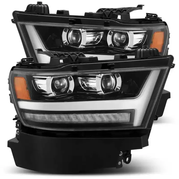 AlphaRex 19-20 Ram 1500HD PRO-Series Proj Headlights Plnk Style Jet Blk w /Activ Light /Seq Signal /DRL