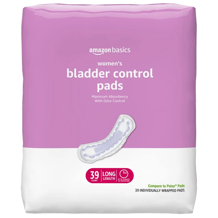 Amazon Basics Women's Incontinence Pads, Bladder Control & Postpartum, Maximum Absorbency, Unscented, 39 Count, (1 Pack of 39)