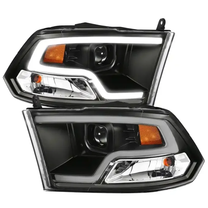 ANZO 09-18 Dodge Ram 1500 Plank Style Projector Headlights Black w / Halo