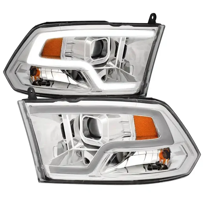 ANZO 09-18 Dodge Ram 1500 Plank Style Projector Headlights Chrome w / Halo