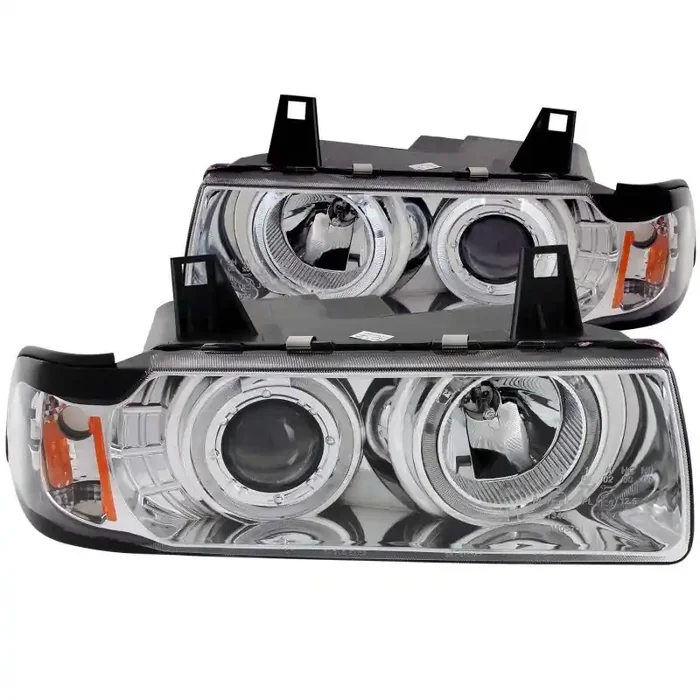 ANZO 1992-1998 BMW 3 Series E36 Projector Headlights w / Halo Chrome G2 1 pc