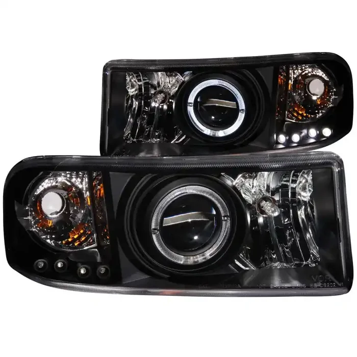 ANZO 1994-2001 Dodge Ram Projector Headlights w / Halo Black