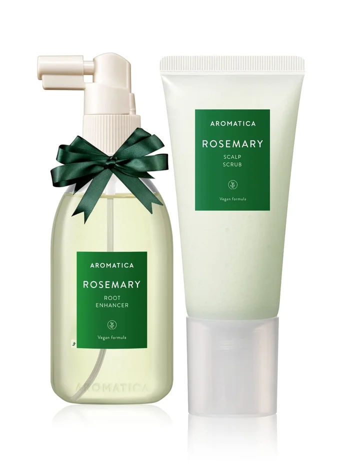 AROMATICA Rosemary Scalp Scrub and Scalp Spray Set – Dry Scalp Treatment, Gift Set, Protect and Refresh Your Hair with Rosemary Oil