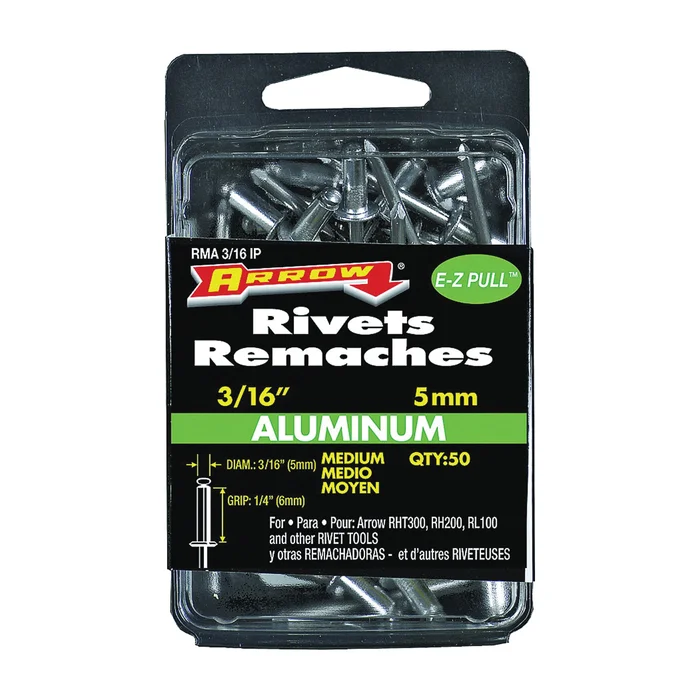 Arrow RMA3/16IP Pop Rivet, Medium, 1/4 in L, Aluminum, 50/PK