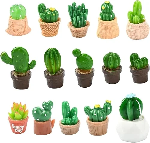Assorted Resin Dog Turtle Cactus Shaped Ornaments for DIY Craft Supplies Home Office Display