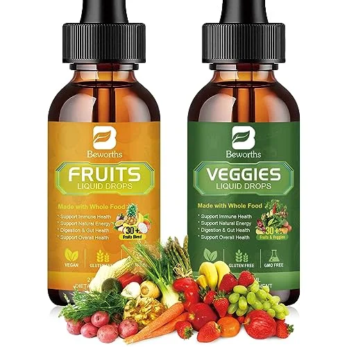 B BEWORTHS Fruits and Veggies Supplement – Balance of Natural Fruit and Vegetable Vitamins Supplements Liquid Drops, Whole Nature Super-Food Filled with Vitamins and Minerals – Supports Energy Levels