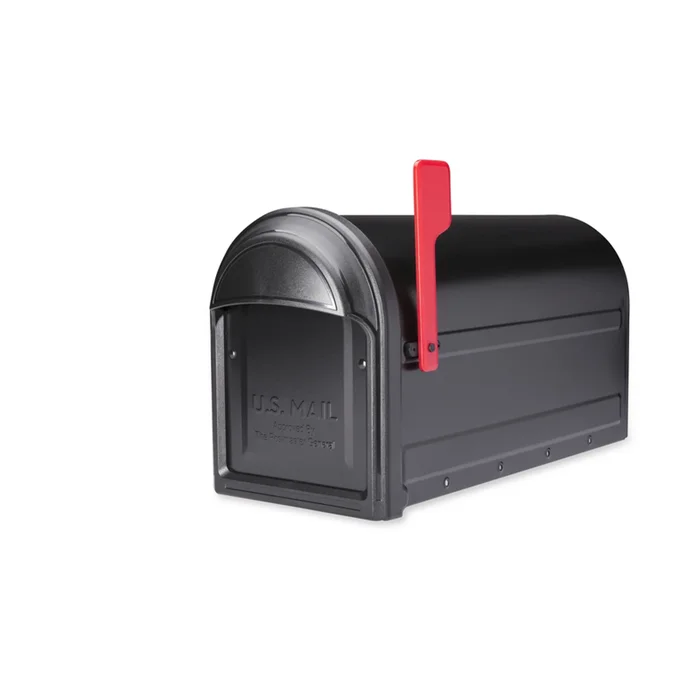 Barrington Black Post-mount Mailbox With Red Flag, 8.5 X 11 X 20.6 Inches
