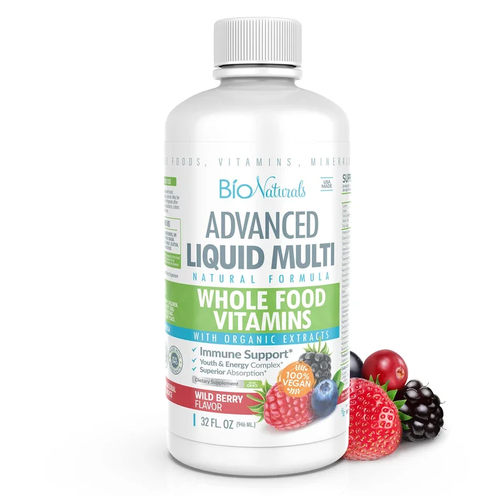 Bio Naturals Liquid Whole Food Multivitamin for Men & Women with Over 100 Ingredients – Superfoods, Omegas, Organic Extracts – 100% Vegan – 32 oz