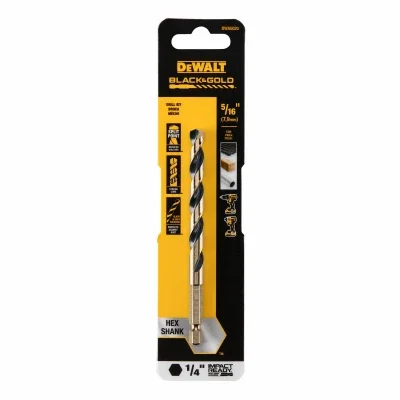 Black & Gold Hss Drill Bit, 1/4 In. Hex Shank, Impact Ready, 5/16 In.
