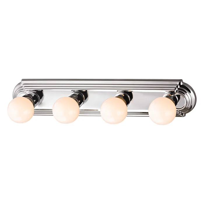 Boston Harbor 046044-CHROME Vanity Bar Fixture, 100 W, 4-Lamp, G Lamp, Steel Fixture, Polished Chrome Fixture
