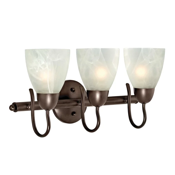 Boston Harbor V83NK03-VB Vanity Bar Fixture, 60 W, 3-Lamp, A19 or CFL Lamp, Steel Fixture, Venetian Bronze Fixture
