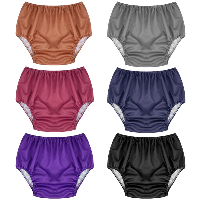 Breathffy 6 Pcs Adult Leakproof Incontinence Underwear for Women Men Pull on Cover Pant Washable Underpants Reusable Plastic Diaper Covers for Disabled, Elderly, Postpartum(Multicolored, X-Large)
