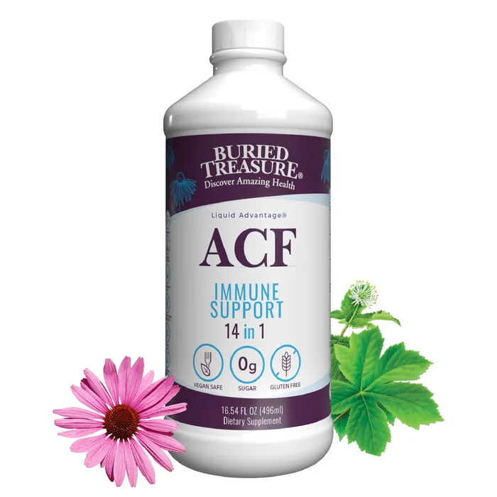 Buried Treasure ACF Advanced Immune Support – 16 oz, 16 Servings with Elderberry, Echinacea and Herbal Blend for Immunity Support