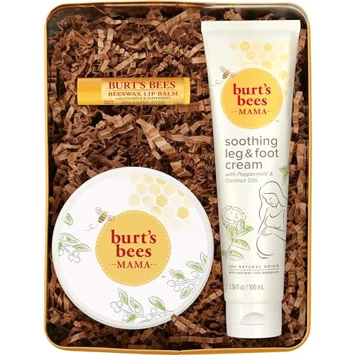 Burt's Bees Pregnancy Essentials Mothers Day Gifts Set, 3 Giftable Baby Shower Products & Must Have Baby Registry Items, Nourishing Skincare – Mama Belly Butter, Original Lip Balm, Leg & Foot Cream