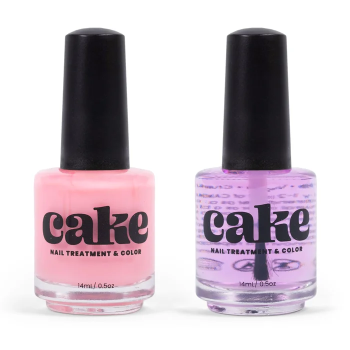 CAKE Power Boost Nail Strengthener & Nail Polish Duo: Color "Love Shack" – Keratin, Vitamin E, & Biotin Enriched, Nail Growth & Nail Hardener, (1 FL oz) CAKE Nail Treatment & Color