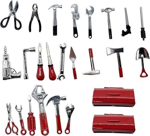 Cayway 25 PCS Miniature Garden Tools Mini Garden Tools, Miniature Scene Model Work Tools for DIY Miniature Fairy House Garden Tools