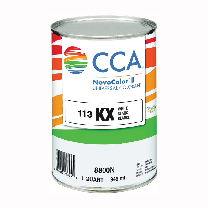 CCA NovoColor II Series 076.008800N.005 Universal Colorant, White, Liquid, 1 qt