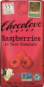 Chocolove Raspberries In Dark Chocolate-3.1 oz.-12/Box-12/Case