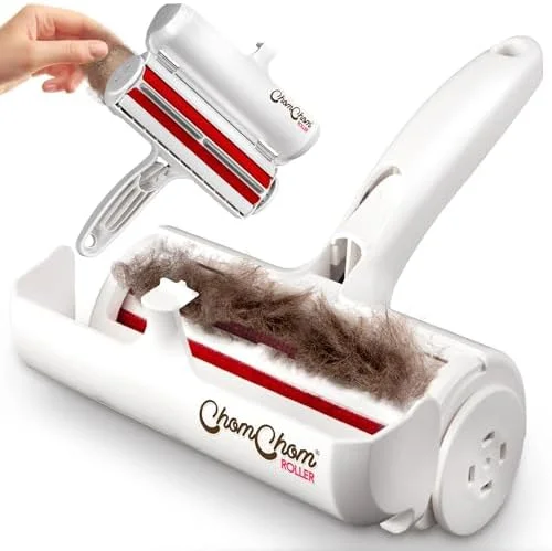Chom Chom Roller Pet Hair Remover and Reusable Lint Roller – ChomChom Cat and Dog Hair Remover for Furniture, Couch, Carpet, Clothing and Bedding – Portable, Multi-Surface Fur Removal Tool