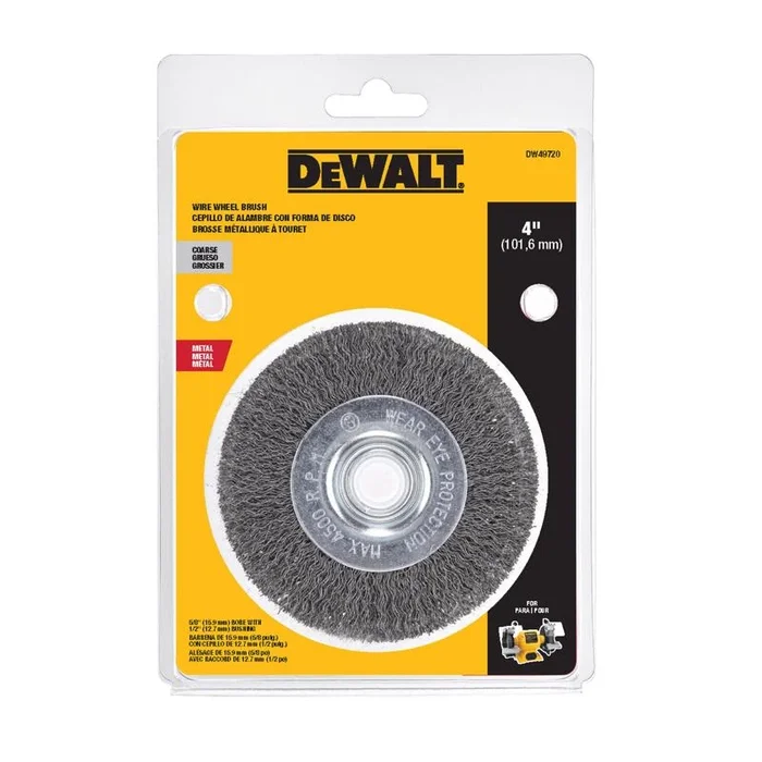 Coarse Crimped Wire Wheel Brush With 5/8 Inch Arbor, 4 Inch Diameter