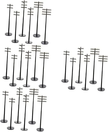 COHEALI 24 Pcs Landscape Garden Fairy Gardens Miniatures Telegraph Poles Power Pole Train Accessories Mini Toys for Kids Kid Table Decor Child Lamppost Telephone Pole Abs