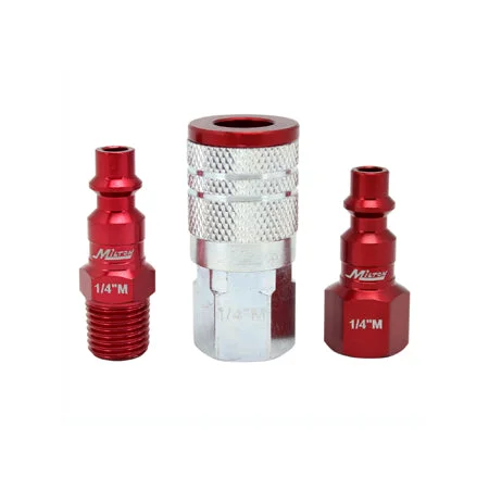 COLORFIT® M-STYLE® Coupler & Plug Kit – (M-STYLE®, Red) – 1/4″ NPT (3-Piece)