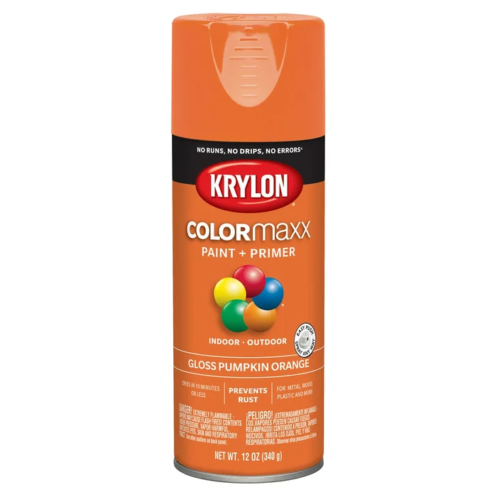Colormaxx Gloss Pumpkin Orange Spray Paint And Primer, 12 Ounce Can